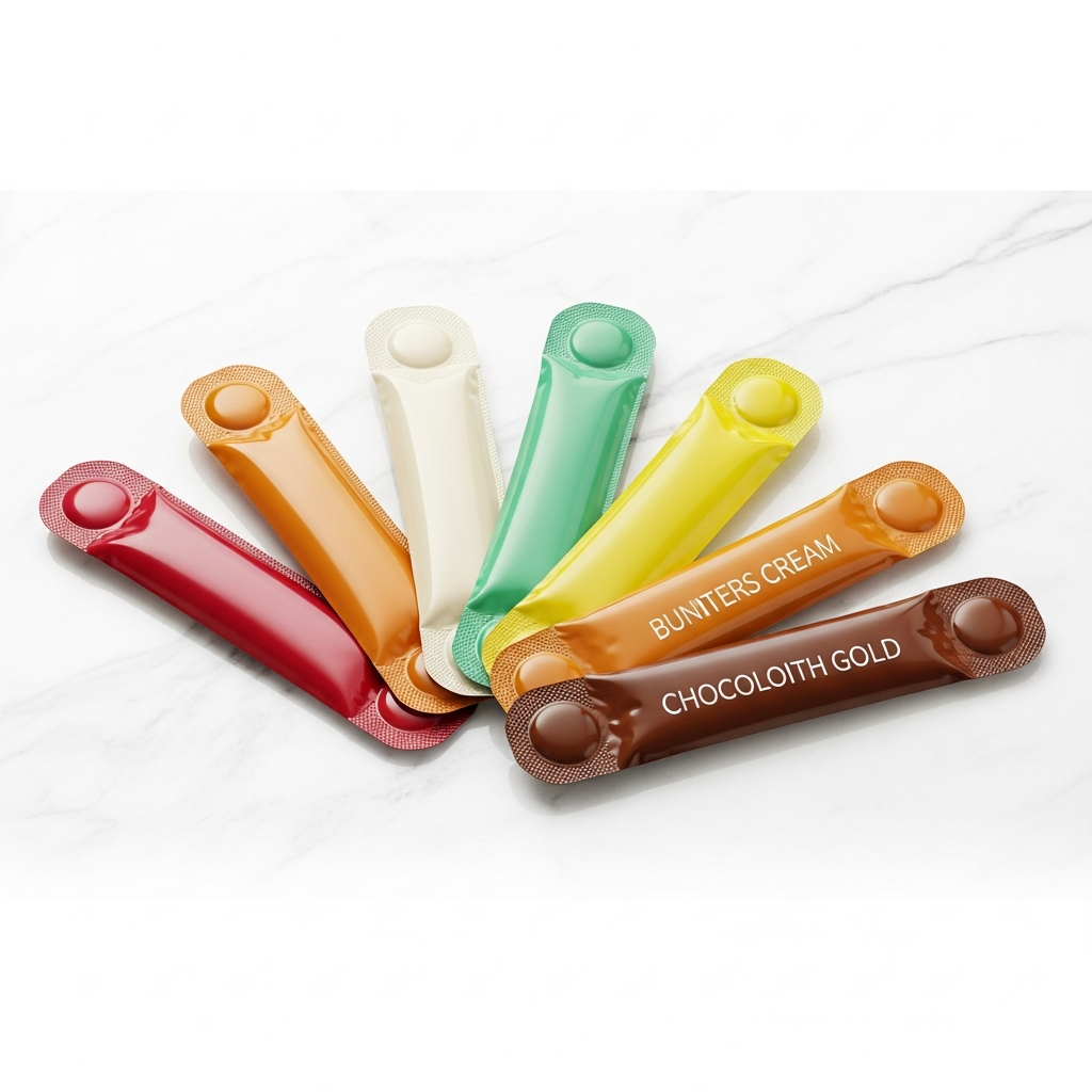 Kamagra Oral Jelly sachets in 7 assorted flavours — strawberry, mango, vanilla, mint, pineapple, butterscotch, chocolate